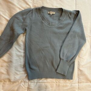 LOFT Blue Ribbed Knit Top